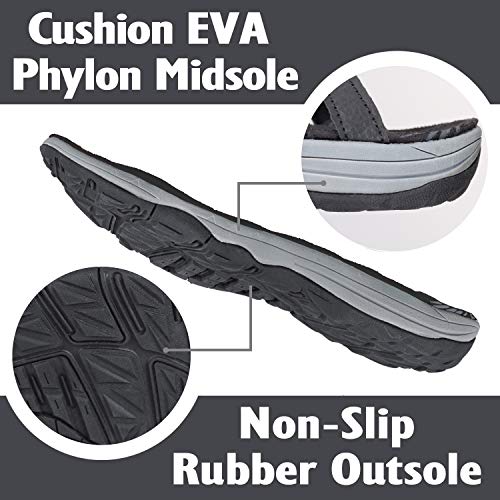 GRITION Sandalias de Senderismo para Deportes al Aire Libre para Mujer, Sandalias de Senderismo de Verano Planas y Abiertas, Zapatos para Caminar fáciles con Correa y Correa Ajustables Negro 38EU