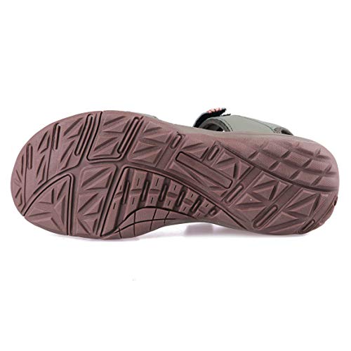 GRITION Sandalias Mujer Verano Planas Trekking Ligero Confort Casuales Secado rápido Ajustable Correas Puntera Abierta Damas Excursionismo Deportivas al aire libre Zapatos (37 EU,Aceituna)