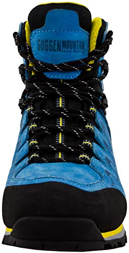 GUGGEN MOUNTAIN PM025 Botas De Trekking Y Senderismo para Mujer Zapatos De Exterior Impermeables con Membrana Y Cuero Color Azul-Amarillo EU 36