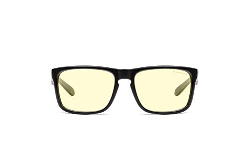 Gunnar Gaming and Computer Eyewear | Intercept, Onyx frame, Amber Tint | Blue Light Blocking Glasses | Patented lens, 65% Blue Light Protection, 100% UV Light | Reduce Eye Strain & Dryness