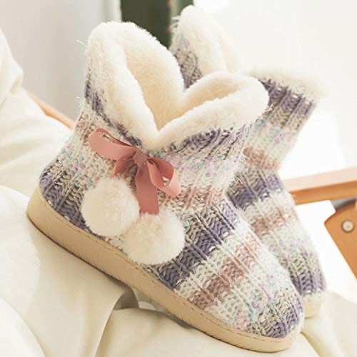 GURGER Botas de Estar por Casa Mujer Zapatillas Casa Altas Invierno Botas Pantuflas de Casa Calentitas Botines 37 38