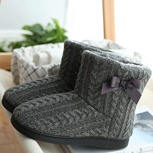 GURGER Zapatillas de Estar por Casa Mujer Botas Pantuflas Invierno Calentitas Botines Gris Talla 37 38