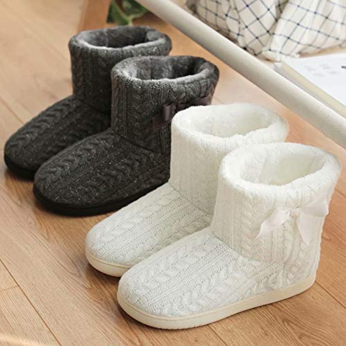 GURGER Zapatillas de Estar por Casa Mujer Botas Pantuflas Invierno Calentitas Botines Gris Talla 37 38
