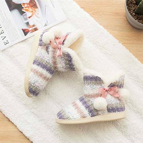GURGER Zapatillas de Estar por Casa Mujer Botas Pantuflas Invierno Calentitas Botines Multicolor Talla 39 40