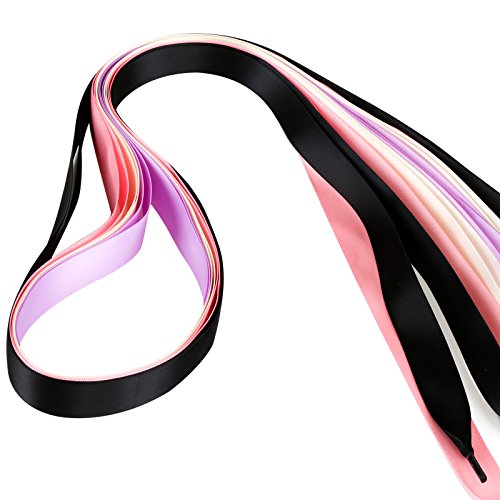 GWHOLE 4 Pares Cordones de Cinta Raso Cordones Seda de Zapatos, 4 Colores de 1.2m -Blanco, Negro, Rosa, Violeta