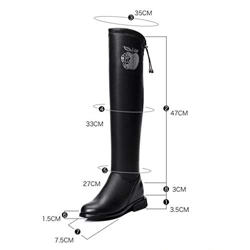 GYPING Altura del Invierno sobre la Rodilla de Las Mujeres Botas de Cuero Forro de Felpa antártico Botas elásticas StovepipeTrabajo Caminata Senderismo Al Aire Libre,Black- 41/UK 7.5