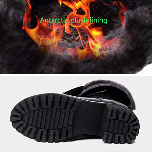 GYPING Invierno de Las señoras Rodilla Cordón de Cuero con Botas largas Zapatos Antártida Felpa de la guarnición del Motorista Botas Caminar el Trabajo al Aire Libre Senderismo,Black- 39/UK 6