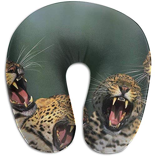 Hao-shop Alpargatas con Estampado de aullidos de Leopardo Almohada Tipo Cuello de Espuma para Viajar Moda de Dolor de Cuello con Material Resistente