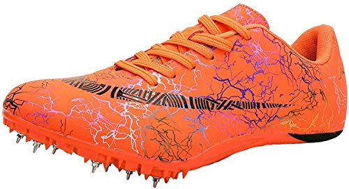 HaoLin Zapatillas De Atletismo para Hombres Zapatillas De Correr Unisex Zapatillas De Entrenamiento para Correr para Niños Zapatillas De Salto Largas Dedicadas Zapatillas De Sprint Junior,Orange-38