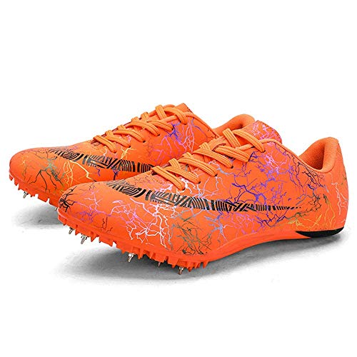 HaoLin Zapatillas De Atletismo para Hombres Zapatillas De Correr Unisex Zapatillas De Entrenamiento para Correr para Niños Zapatillas De Salto Largas Dedicadas Zapatillas De Sprint Junior,Orange-38