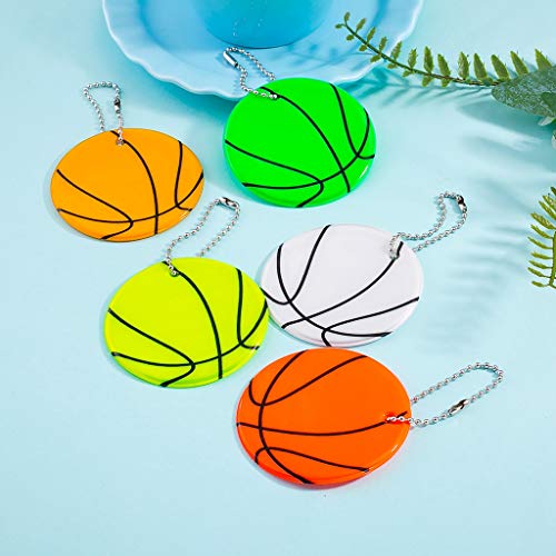 Haosell 10 reflectores colgantes con llavero de baloncesto, reflectores de seguridad para niños, para mochilas, chaquetas, mochilas, ciclismo, caminar, correr, cochecitos