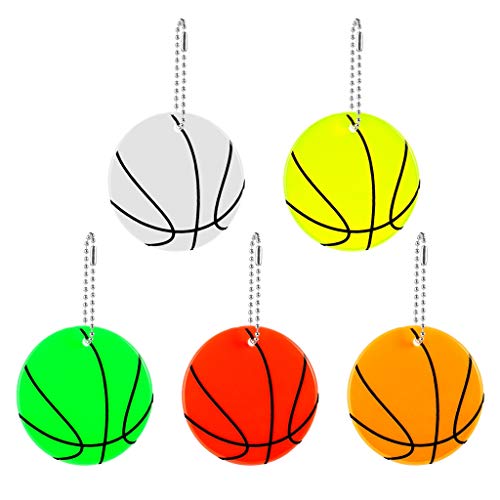 Haosell 10 reflectores colgantes con llavero de baloncesto, reflectores de seguridad para niños, para mochilas, chaquetas, mochilas, ciclismo, caminar, correr, cochecitos