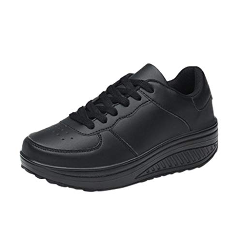 Harpily Zapatillas de Mujer, Zapatos Mujer con Adelgazar Zapatos Sneakers para Caminar Zapatillas Aptitud Cuña Plataforma Zapatos (37 EU, Negro)