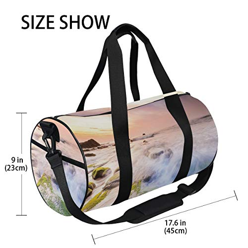 HARXISE Bolsa de Viaje，Malasia Landmark Nature Wonders Foto de Fuentes Stream Rocas Cubiertas de Musgo con Cielo Ombre,Bolsa de Deporte con Compartimento para Sports Gym Bag