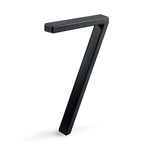 HASWARE Letrero de número de casa flotante de 5 pulgadas (12 cm) Números de puerta modernos Placa de señalización Números de dirección de casa de calle, Metal negro [Número 7]