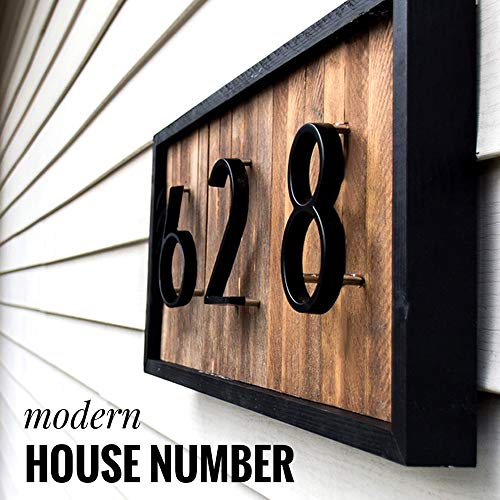 HASWARE Letrero de número de casa flotante de 5 pulgadas (12 cm) Números de puerta modernos Placa de señalización Números de dirección de casa de calle, Metal negro [Número 7]