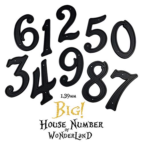 HASWARE Número de casa de 5.5 pulgadas (139mm) Números de puerta modernos Números de dirección de casa de calle, Plástico ABS negro (4)
