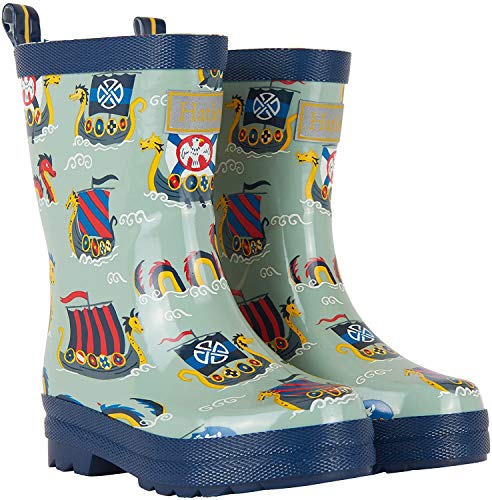 Hatley Printed Rain Boots Botas de agua de trabajo para chico, azul (Vikings/Forest), 21 (5 UK)