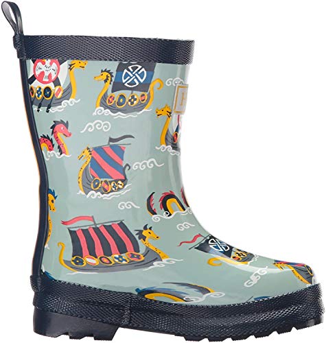 Hatley Printed Rain Boots Botas de agua de trabajo para chico, azul (Vikings/Forest), 21 (5 UK)