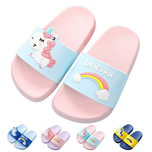 HausFine Zapatos de Ducha, Playa y Piscina Sandalias de Baño Antideslizantes Sandalias de Unicornio para niños y niñas (32.5 EU, Rosado)