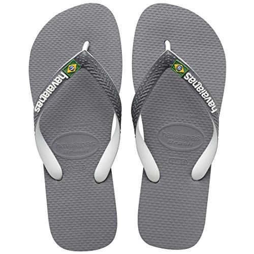 Havaianas Brasil Mix, Chanclas Unisex Adulto, Multicolor (Steel Grey/White/White), 43/44 EU