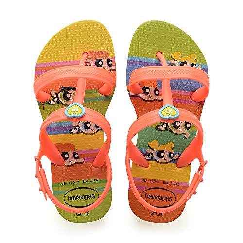 Havaianas Joy Powerpuff Girls, Sandalias de Talón Abierto para Niñas, Amarillo (Citrus Yellow), 35/36 EU