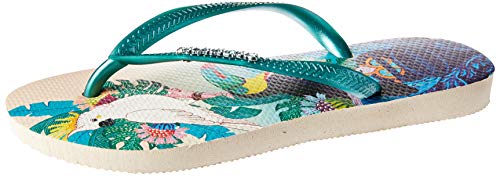 Havaianas Slim Tropical, Chanclas para Mujer, Multicolor (Beige 7907), 39/40 EU