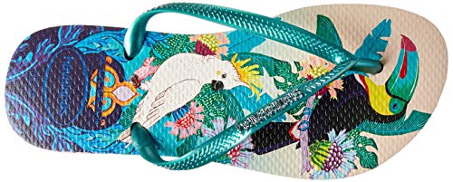 Havaianas Slim Tropical, Chanclas para Mujer, Multicolor (Beige 7907), 39/40 EU