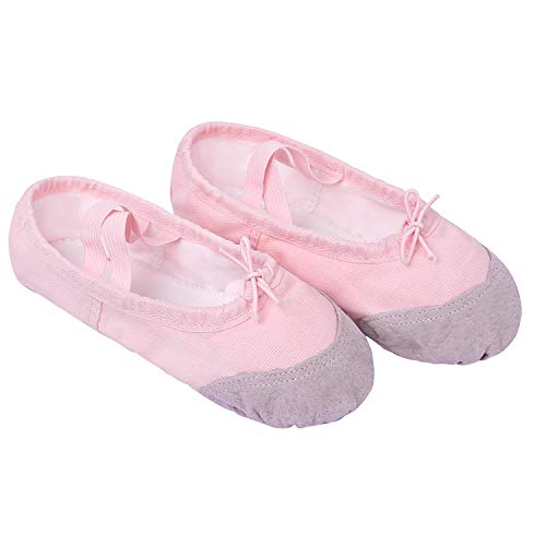 Hawiton Zapatillas de Ballet niña, para 4-7 años,clásico Elástico Canvas Calzado de Danza Elástico Profesionale Cabeza Redonda Zapatos Split de Baile y Gimnasia