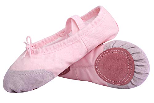 Hawiton Zapatillas de Ballet niña, para 4-7 años,clásico Elástico Canvas Calzado de Danza Elástico Profesionale Cabeza Redonda Zapatos Split de Baile y Gimnasia