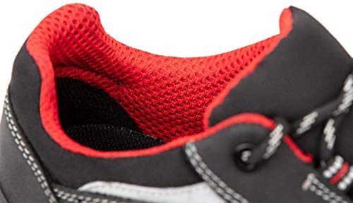 Heckel 6701343 Focus 2.0 S3 Low Safety Shoes, Size, Zapatos de Trabajo para Hombre, Negro Rojo, 43 EU