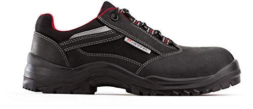 Heckel 6701343 Focus 2.0 S3 Low Safety Shoes, Size, Zapatos de Trabajo para Hombre, Negro Rojo, 43 EU