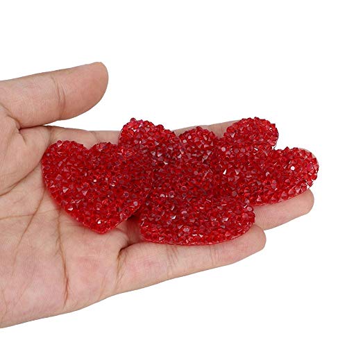 HEEPDD 10 Piezas Apliques de Diamantes de imitación Parche de Cristales en Forma de corazón Parche para Zapatos Bolsas Sombreros Ropa joyería Accesorios para el Cabello(Rojo)
