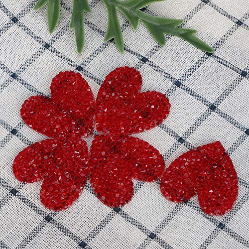 HEEPDD 10 Piezas Apliques de Diamantes de imitación Parche de Cristales en Forma de corazón Parche para Zapatos Bolsas Sombreros Ropa joyería Accesorios para el Cabello(Rojo)