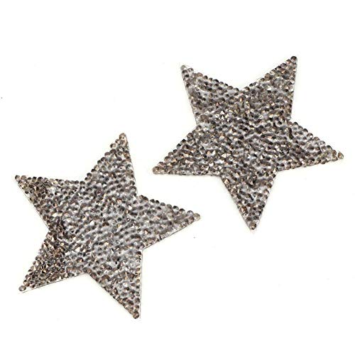 HEEPDD 10 unids Rhinestone Estrellas Apliques DIY Cristales Parches para Zapatos Bolsos Sombreros Ropa Accesorios de la joyería(Gris)