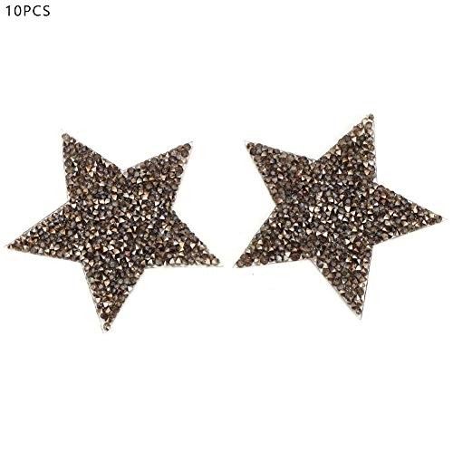 HEEPDD 10 unids Rhinestone Estrellas Apliques DIY Cristales Parches para Zapatos Bolsos Sombreros Ropa Accesorios de la joyería(Gris)