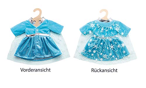 Heless 52727 - Conjunto de Princesa del Hielo, 5 Piezas, Vestido para muñecas, Abrigo con Capa, Medias y Calcetines con Cristales de Hielo en Color Blanco, Botas en Plata, Talla 35 - 45 cm