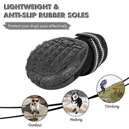 Hengu Botas Protectoras de la Pata del Perro, Zapatos Antideslizantes para Mascotas con Diseño de Hebilla Nylon para Escalada, Largas Caminatas, Caminata de Invierno