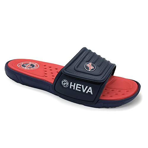 HEVA Adjust - Chanclas Slider para Hombre Sandalias Playa de Punta Descubierta（40 EU Navy/Red）