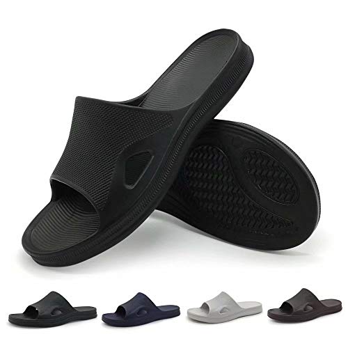 HEVA Chanclas para Hombre Ducha y Baño Zapatillas EVA Playa Sandalias（40 EU Negro）