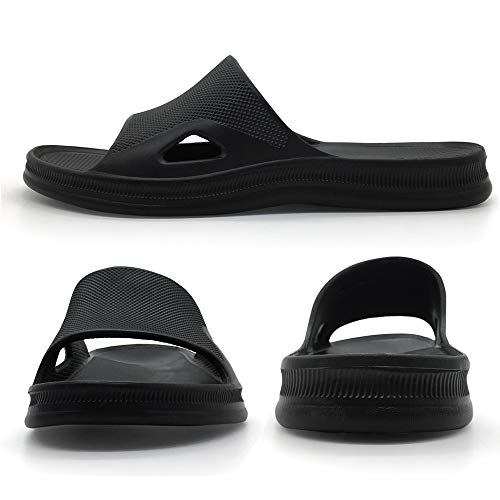 HEVA Chanclas para Hombre Ducha y Baño Zapatillas EVA Playa Sandalias（40 EU Negro）