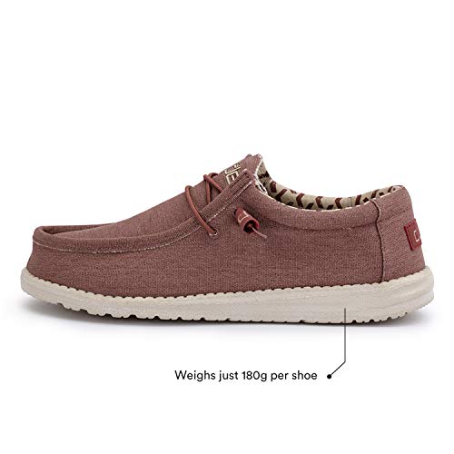 Hey Dude Wally Stretch - Mocasines para Hombre - Color Brick - Zapatos para Hombre Ligeros y cómodos - Talla EU 42