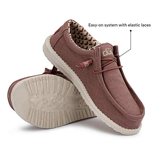 Hey Dude Wally Stretch - Mocasines para Hombre - Color Brick - Zapatos para Hombre Ligeros y cómodos - Talla EU 42