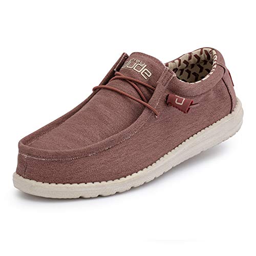 Hey Dude Wally Stretch - Mocasines para Hombre - Color Brick - Zapatos para Hombre Ligeros y cómodos - Talla EU 42