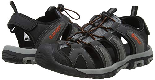Hi-Tec Cove Breeze, Sandalias Deportivas Hombre, Gris (Charcoal/Black/Red Orange 052), 45 EU