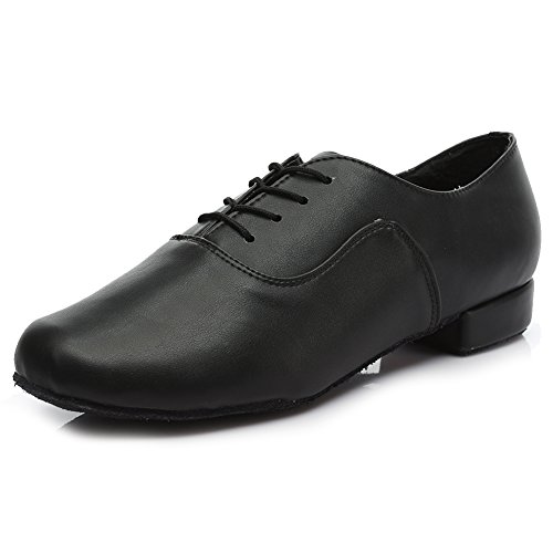 HIPPOSEUS Hombres estándar Zapatos de Baile Latino,Tacón bajo 2.5CM(0.98inches),ES704,Negro Color,EU 43