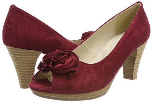 HIRSCHKOGEL 0733109, Zapatos de tacón con Punta Abierta Mujer, Bordo Rojo, 36 EU