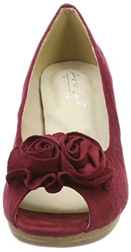 HIRSCHKOGEL 0733109, Zapatos de tacón con Punta Abierta Mujer, Bordo Rojo, 36 EU