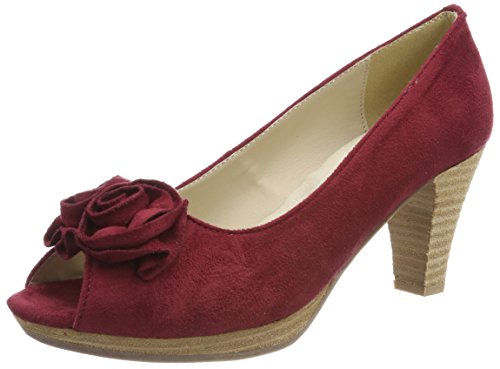 HIRSCHKOGEL 0733109, Zapatos de tacón con Punta Abierta Mujer, Bordo Rojo, 36 EU