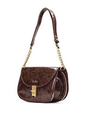 Hispanitas: Bolso Bandolera elaborado en Eco Piel Color Cuero. Cuenta con Tres Compartimentos en el Interior, Dos de Ellos con Cierre de Cremallera.